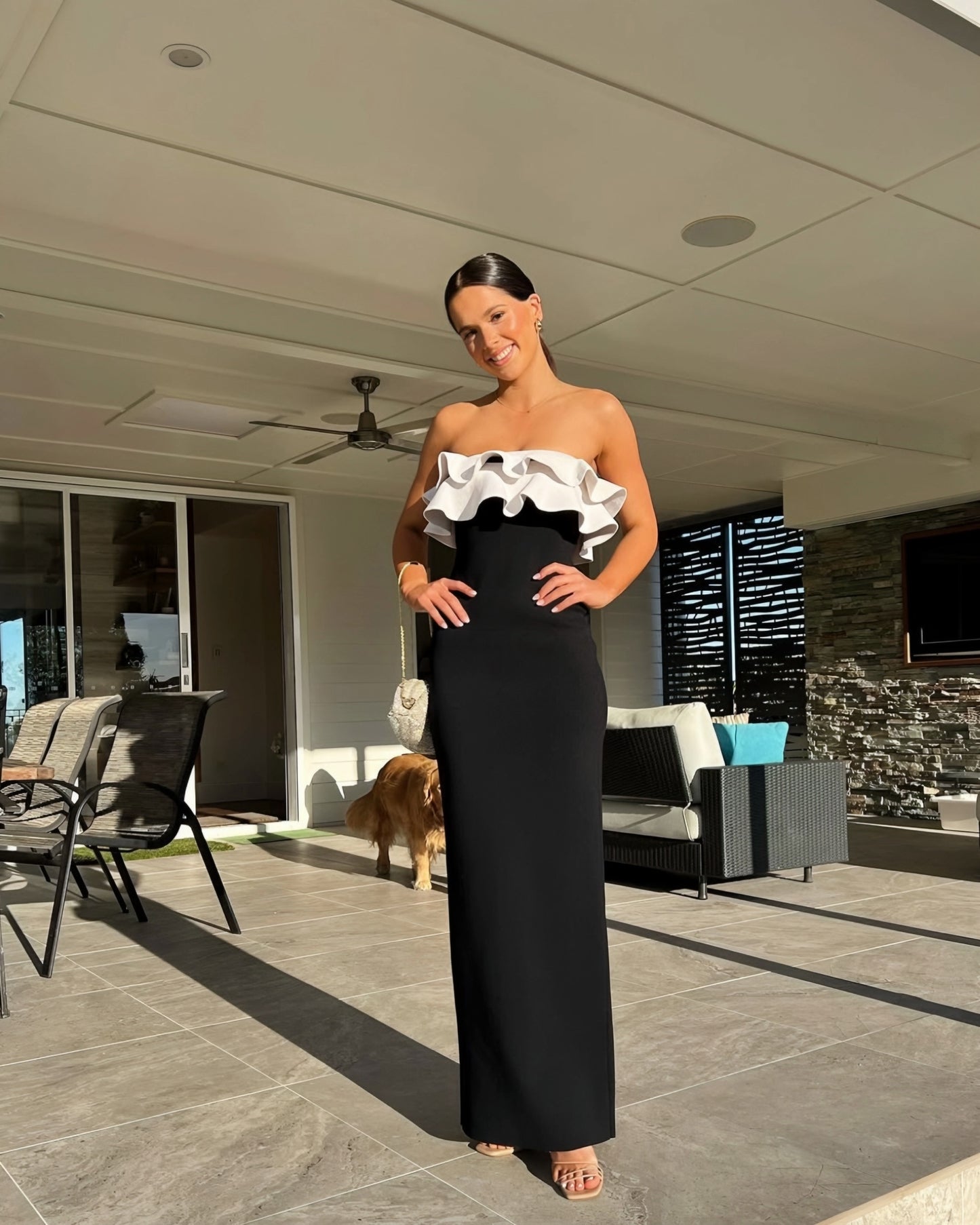 Crepe Knit Strapless Dress