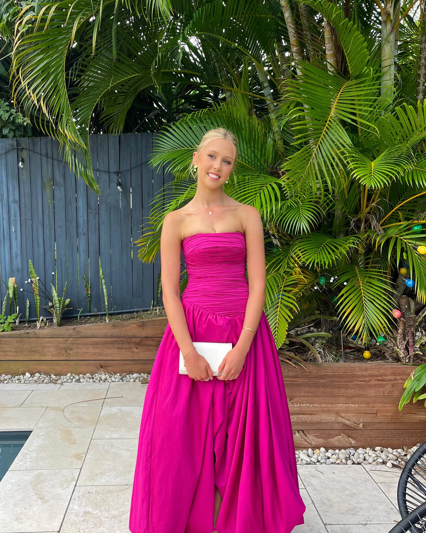 Violette Bubble Hem Maxi Dress - Magenta