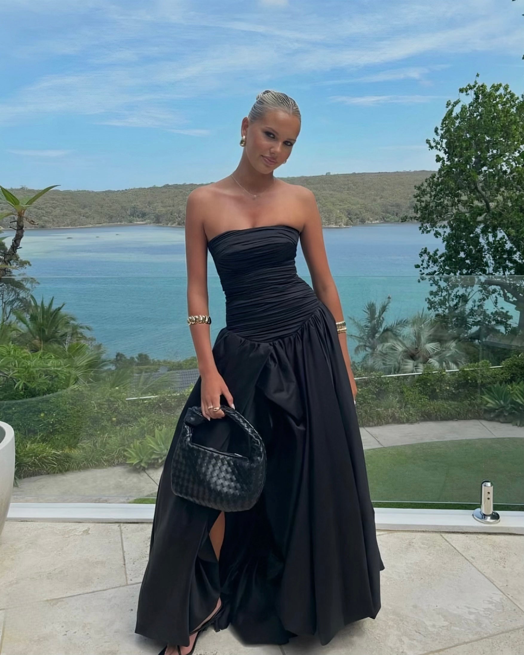 Violette Bubble Hem Maxi Dress - Black Violette Bubble Hem Maxi Dress - Black