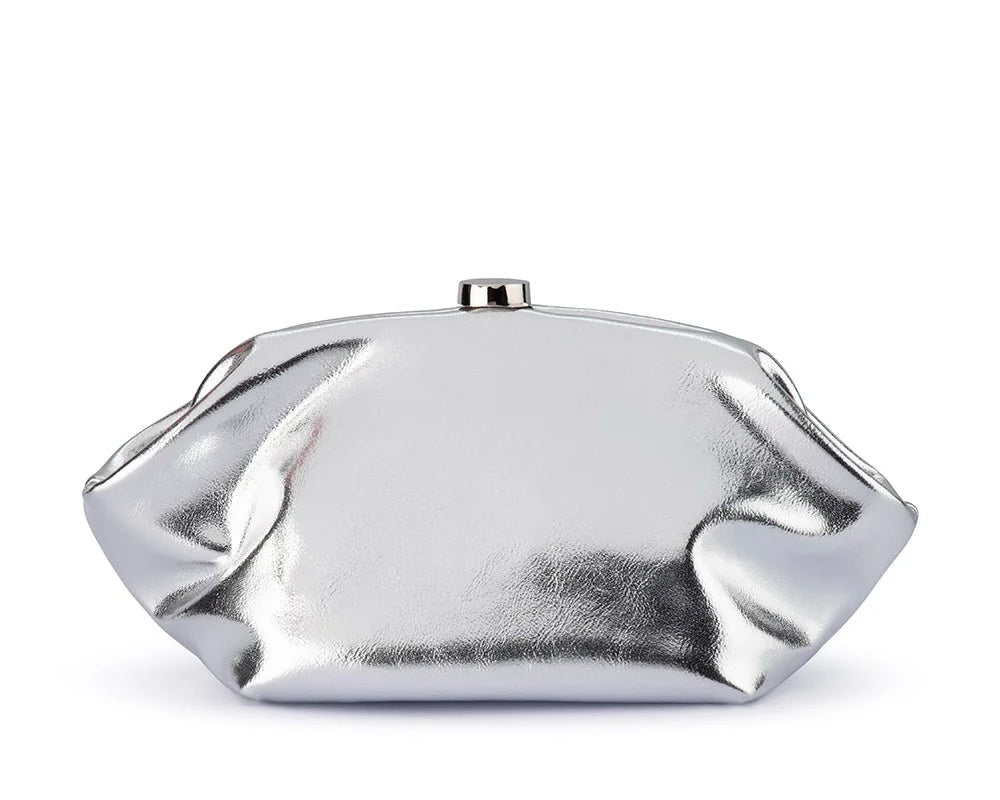Tally Metallic Clutch - Silver
