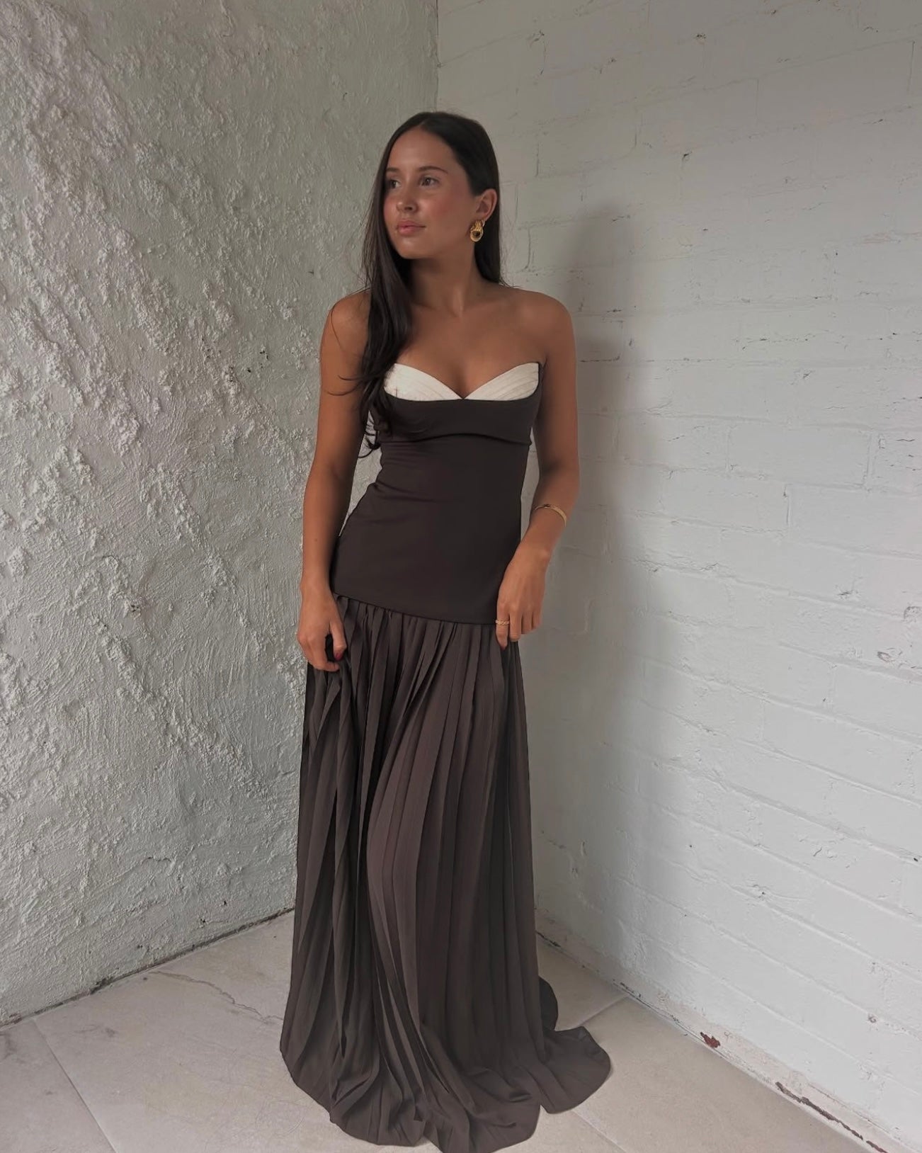 prom dress for brown hair Espresso Winona Maxi Dress – Dear Society main image 0