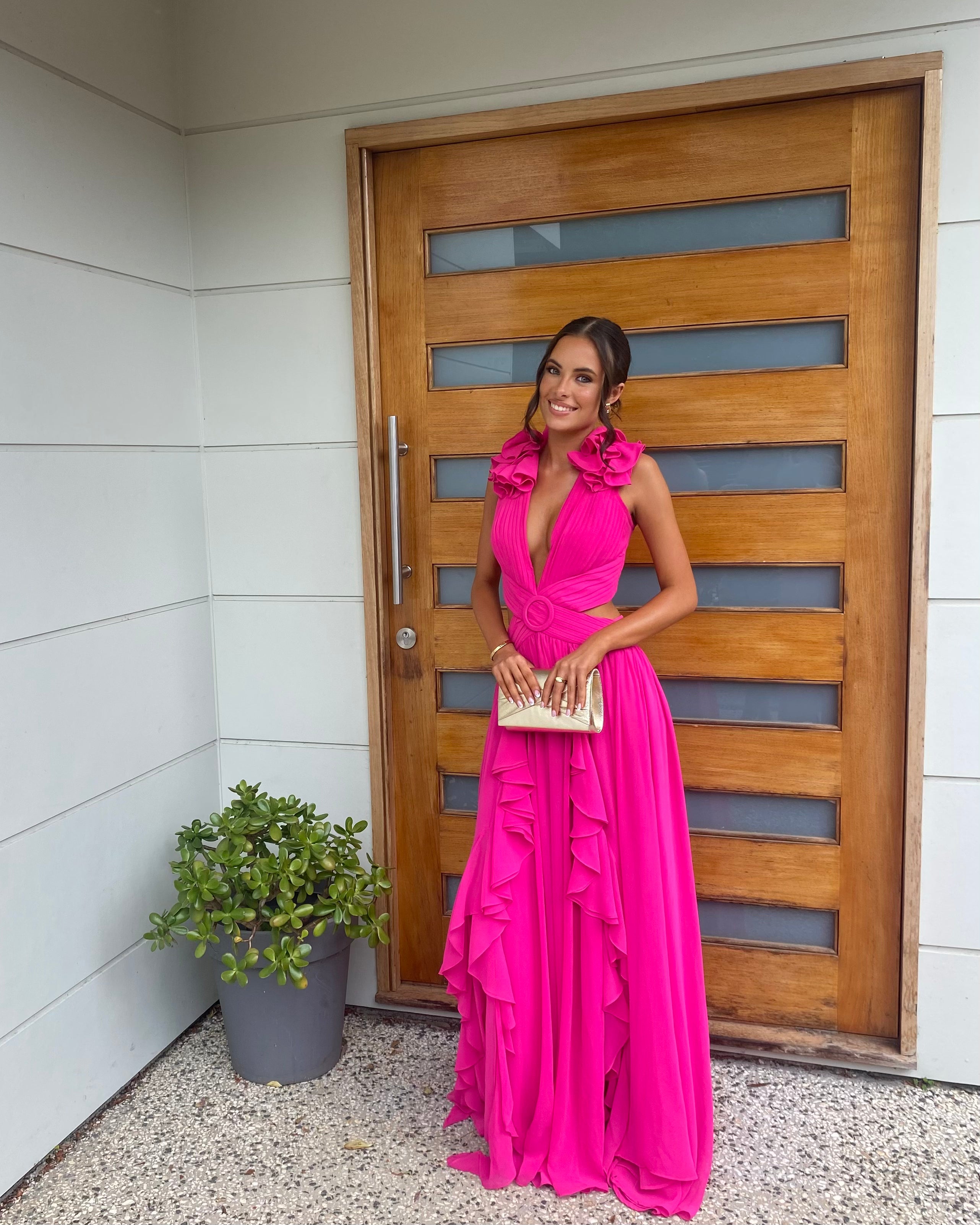 azalea wrap long sleeve maxi dress Flutter Sleeve Maxi Dress