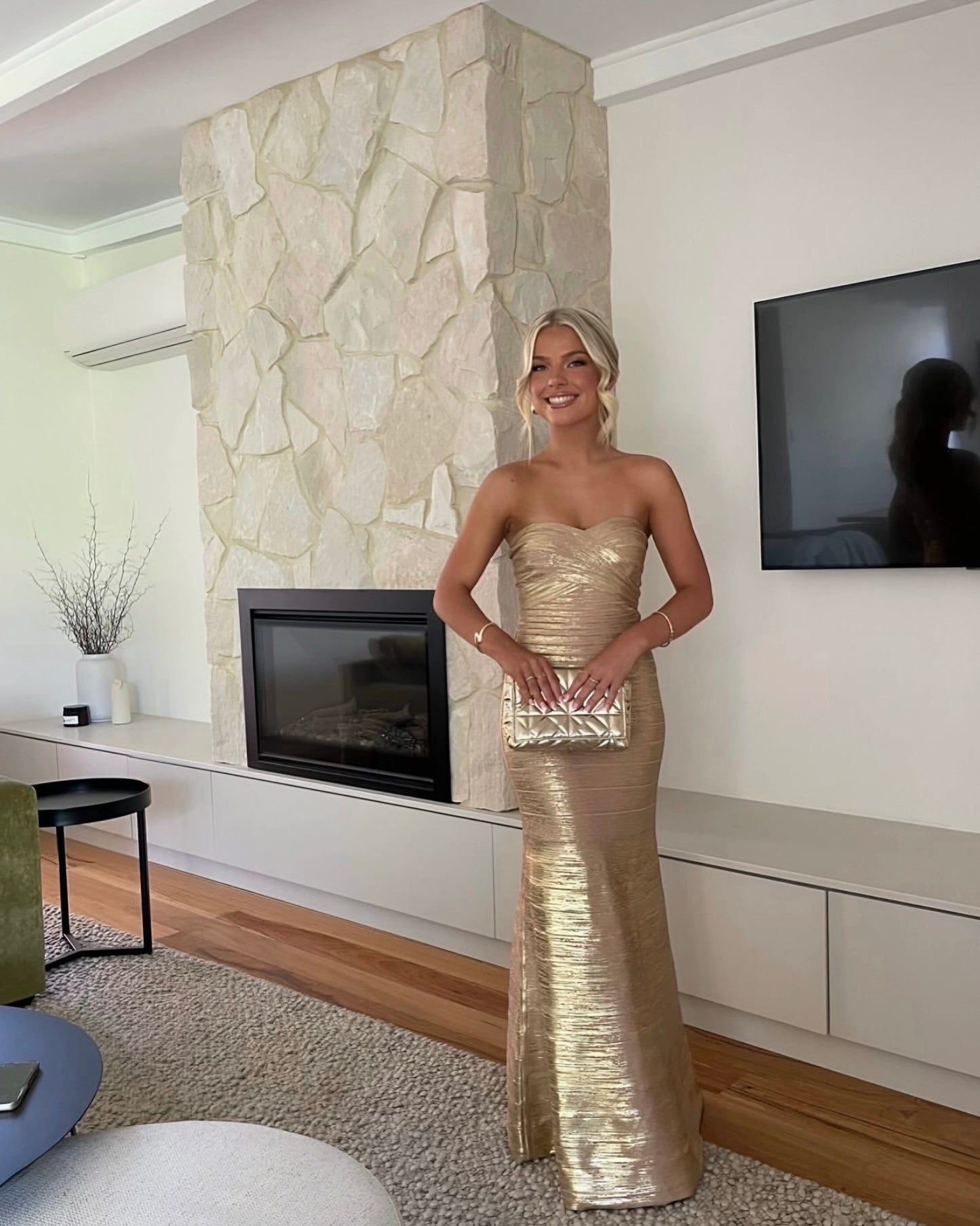Sara Gown Metallic - Gold Foil