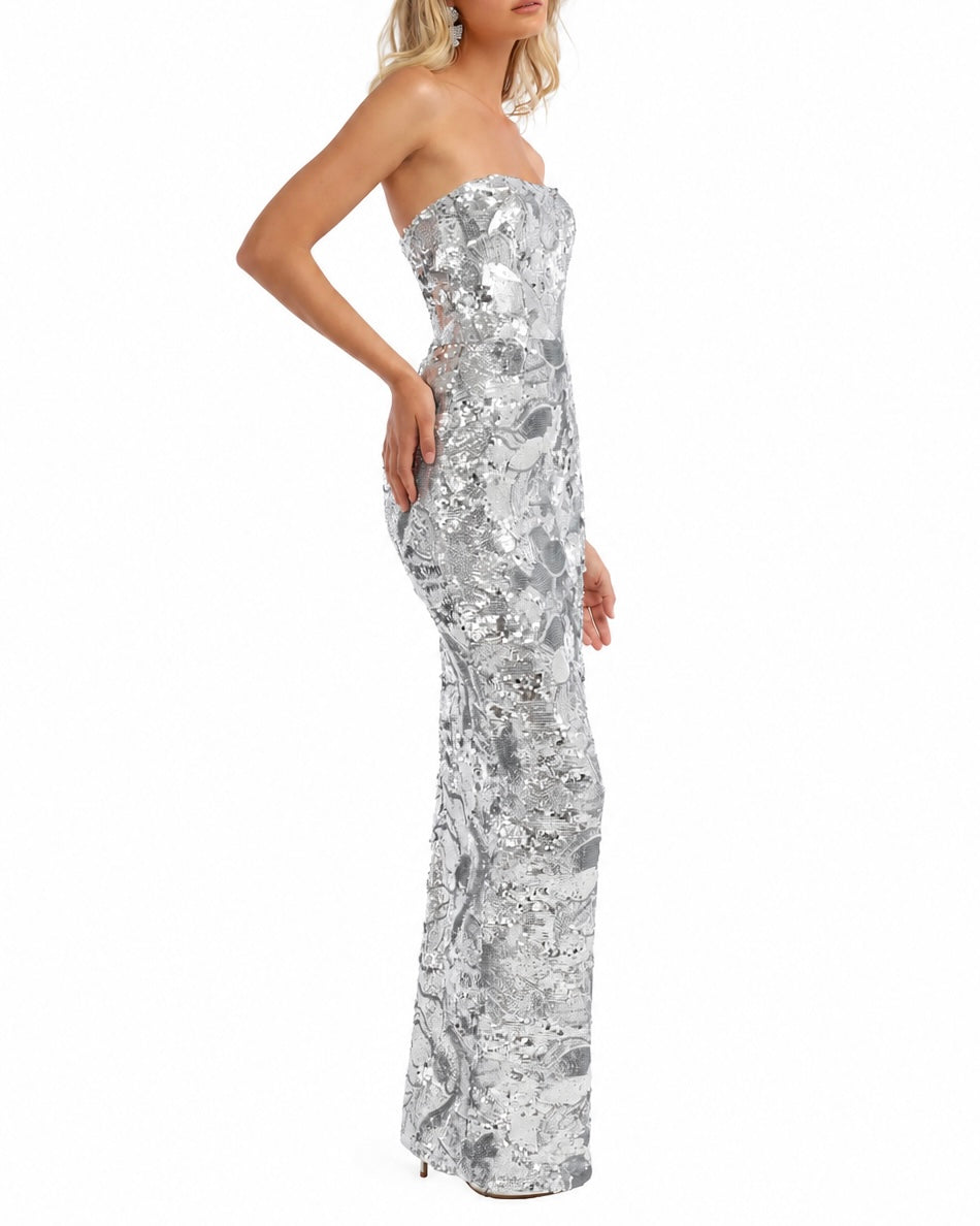 Leslie Sequin Gown - Platinum