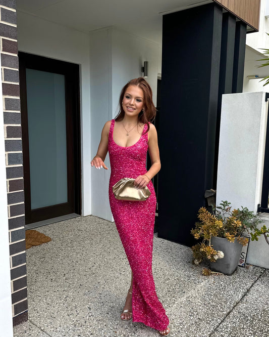Janhvi Maxi Dress - Hot Pink