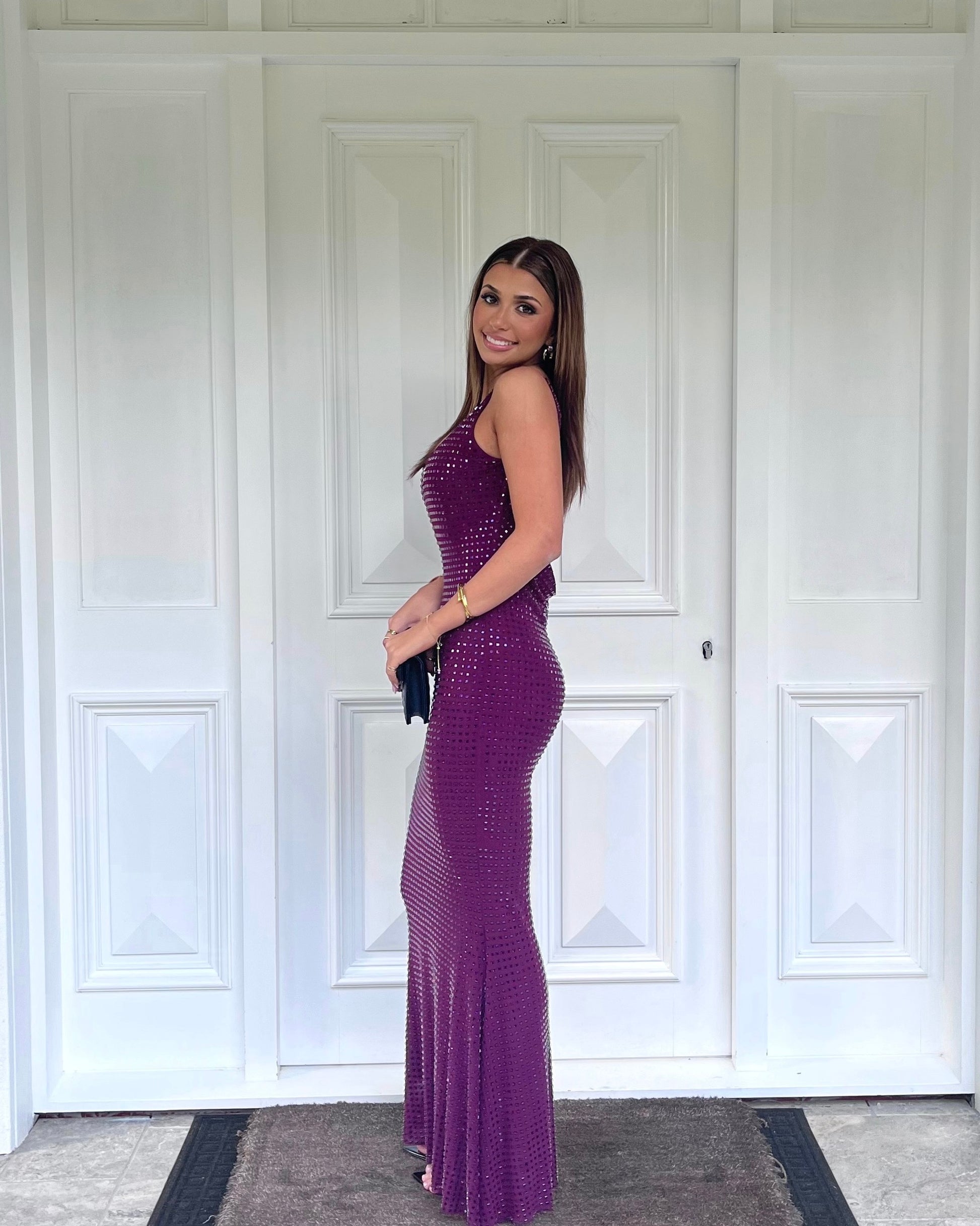 Pam Square Diamante Maxi - Berry Book My Look Brisbane Pam Square Diamante Maxi - Berry Book My Look Brisbane