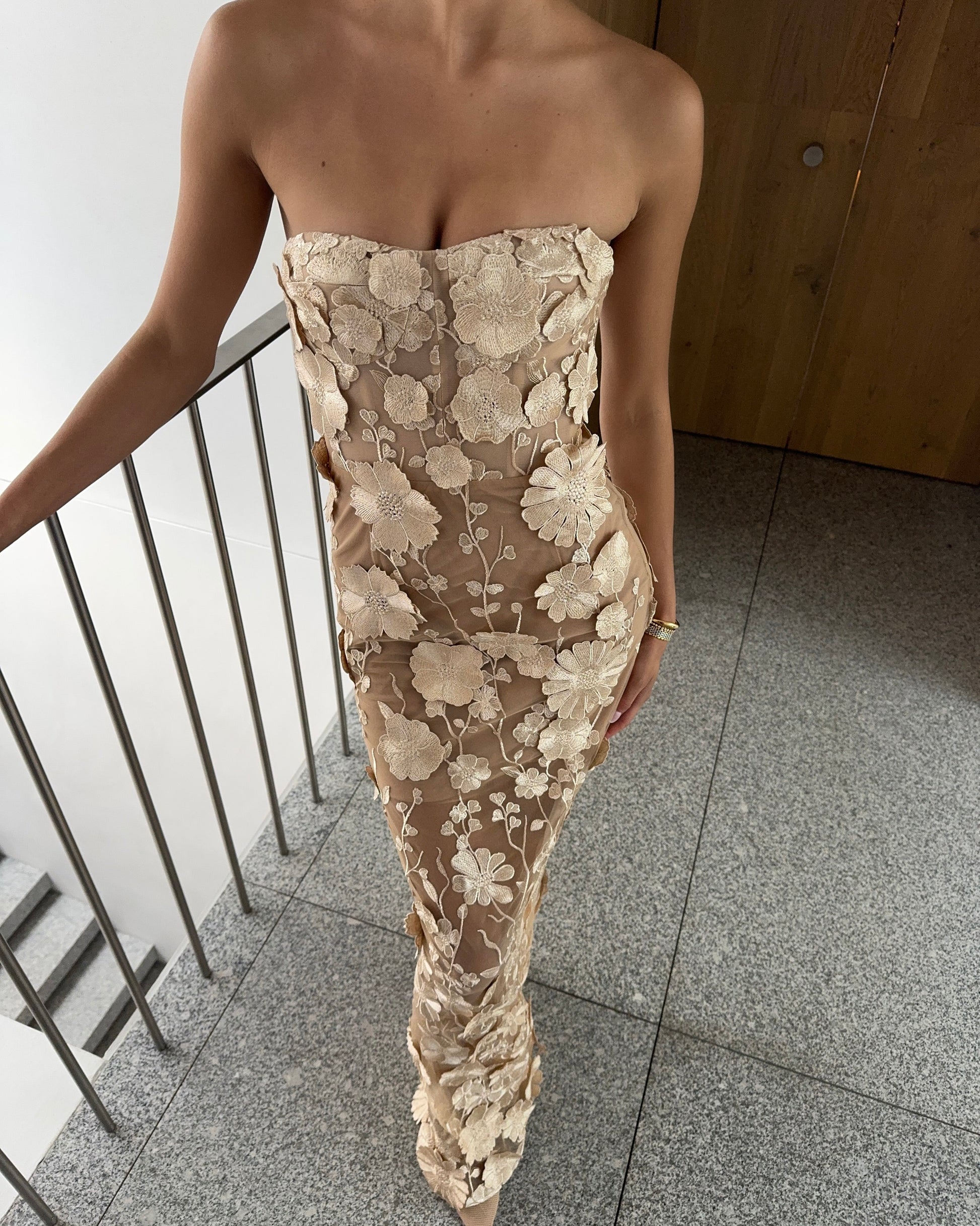 jasmine maxi dress in gold & floral Jasmine Maxi Dress in Gold Floral Bronx and Banco