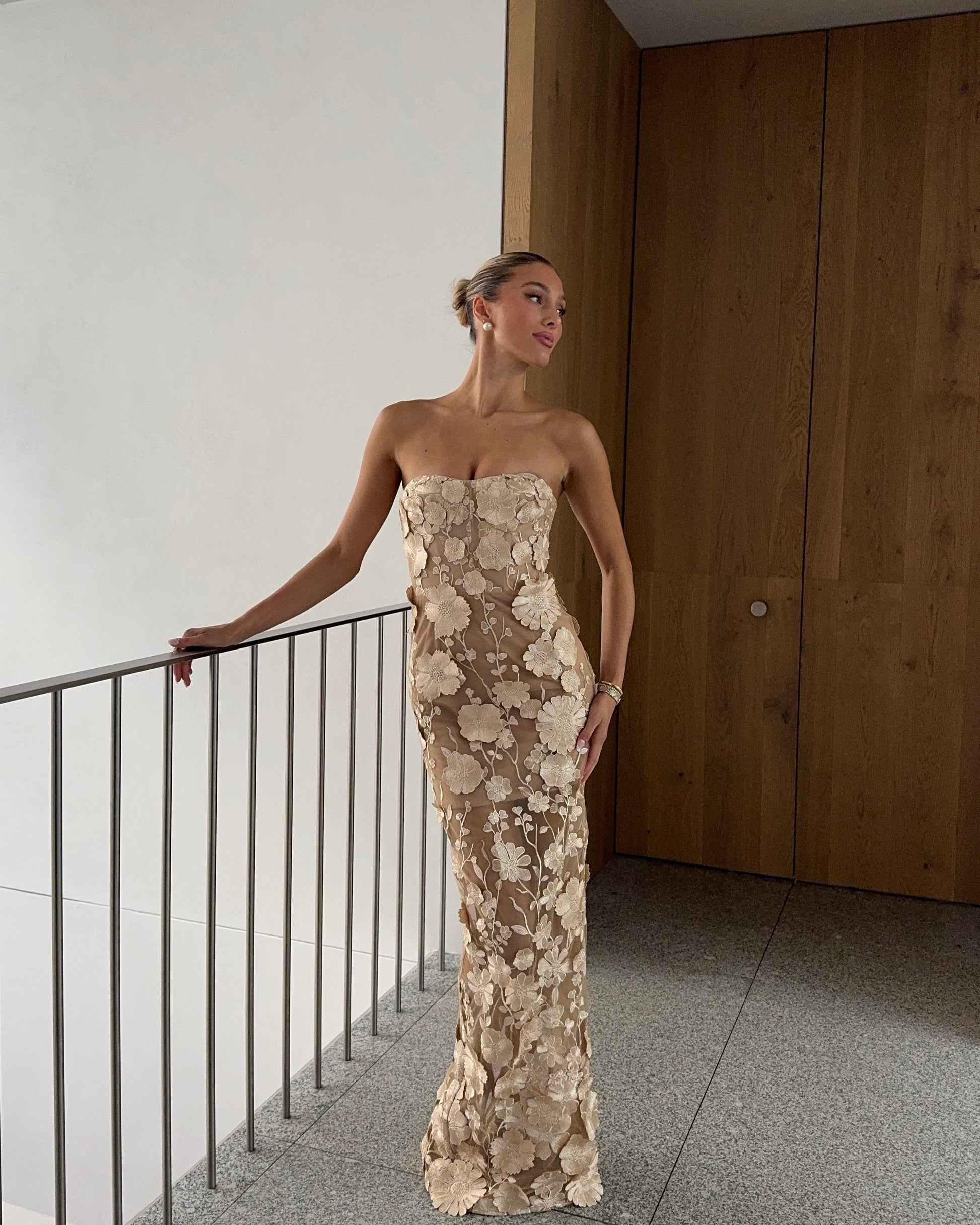 jasmine maxi dress in gold & floral Jasmine Dress