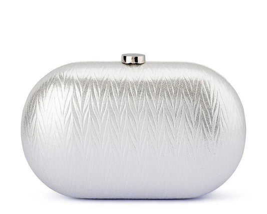 Izza Oval Clutch - Silver