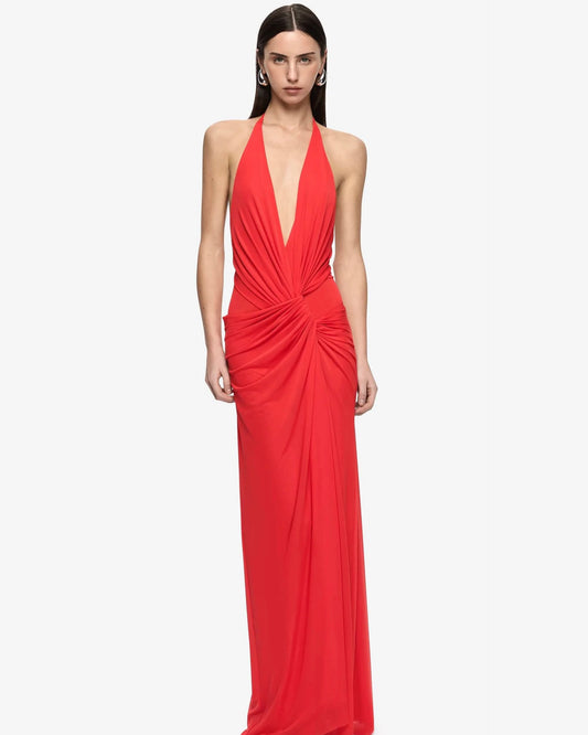 Xanthi V Neck Maxi Dress - Flame