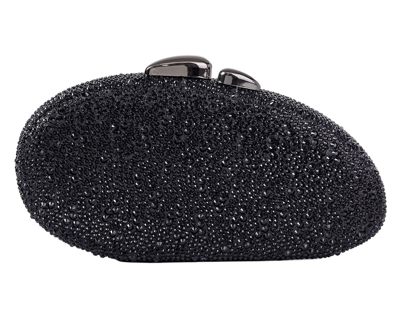 Asymmetric Crystal Clutch - Black