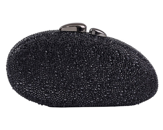 Asymmetric Crystal Clutch - Black