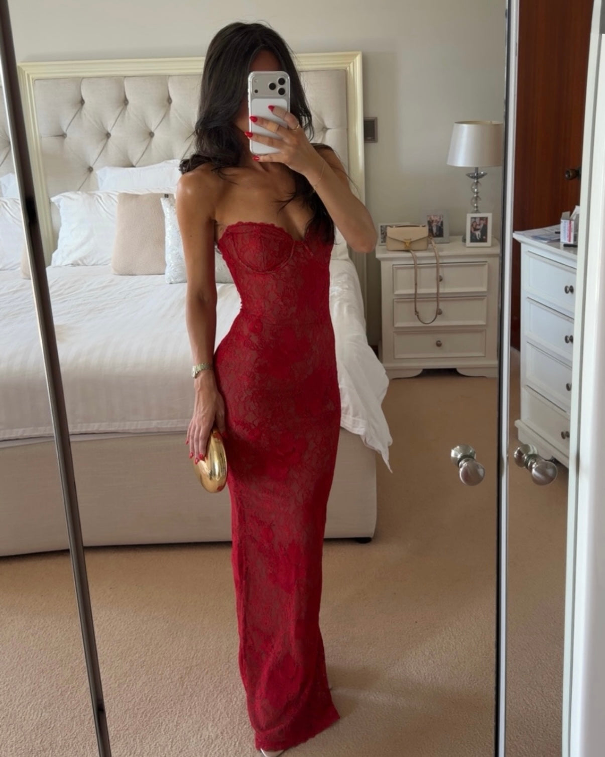 Lucienne Lace Maxi Dress - Red