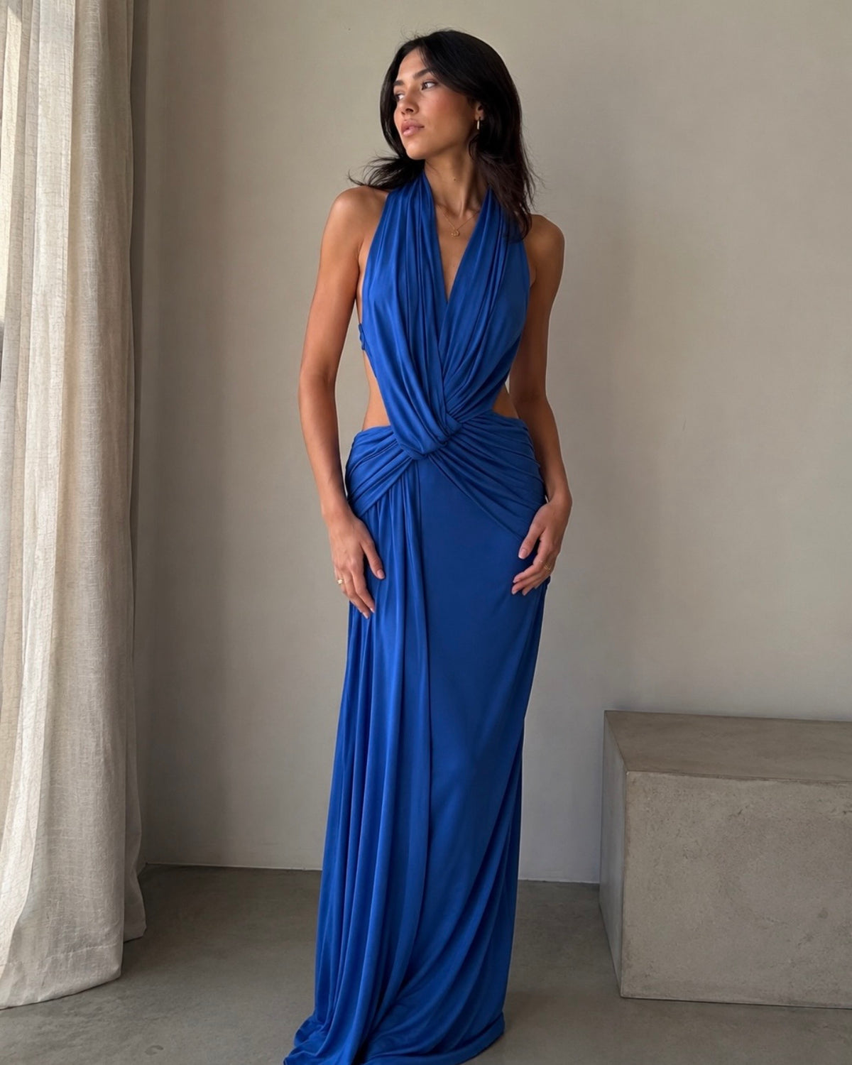 Charlize Halter Maxi Dress - Cobalt Blue