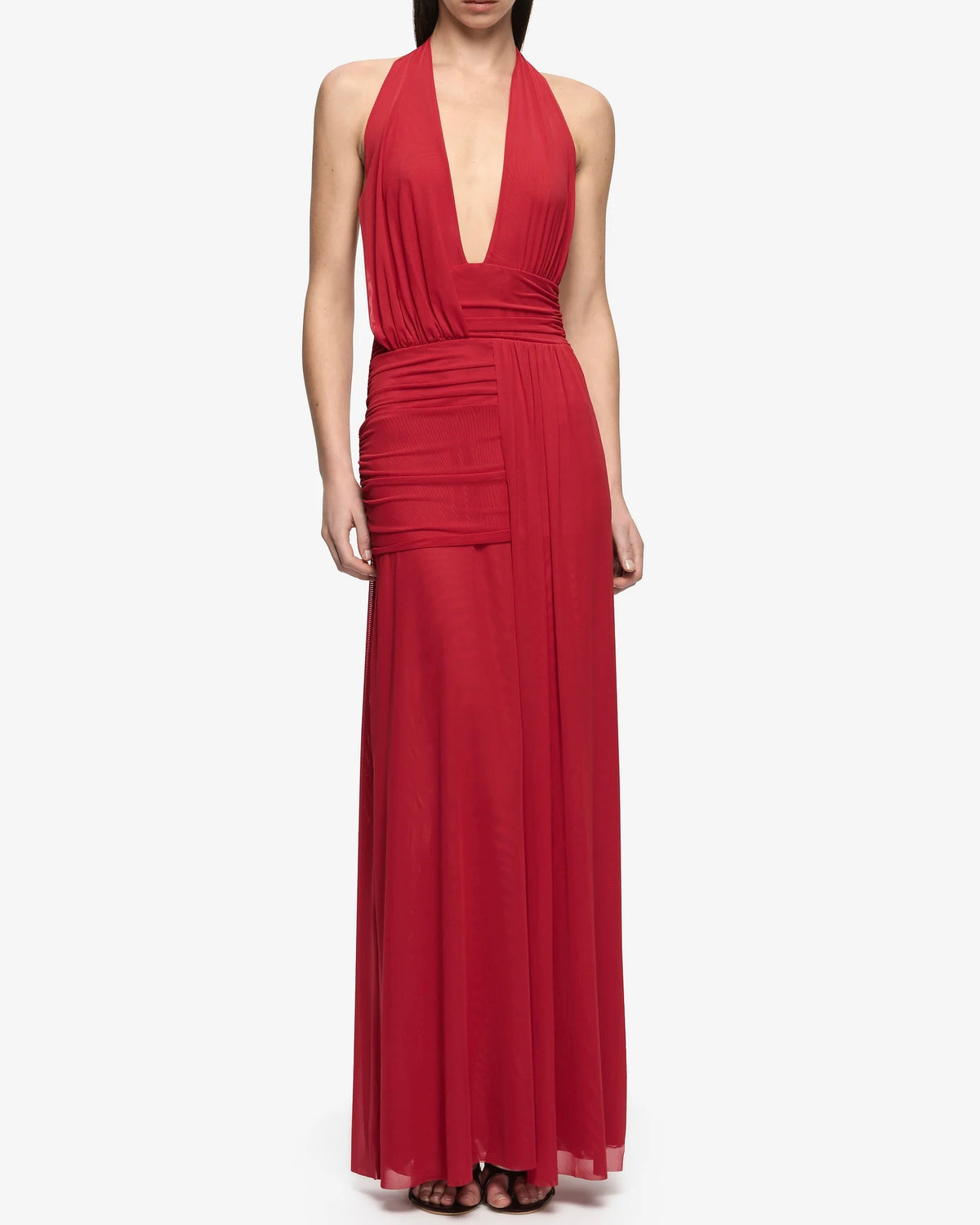 Wren Drape Maxi Dress - Ruby Red