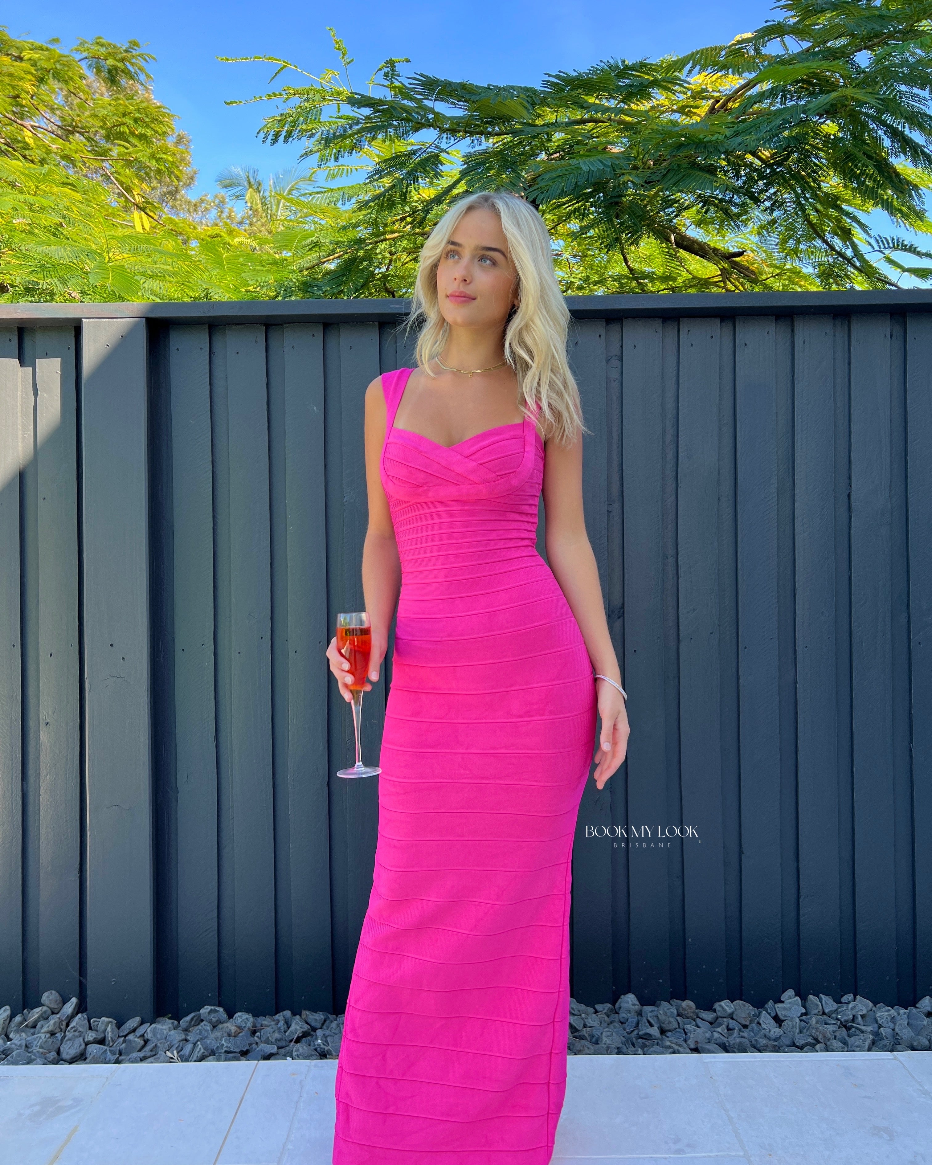 Bandage Gown Pink Book My Look Brisbane